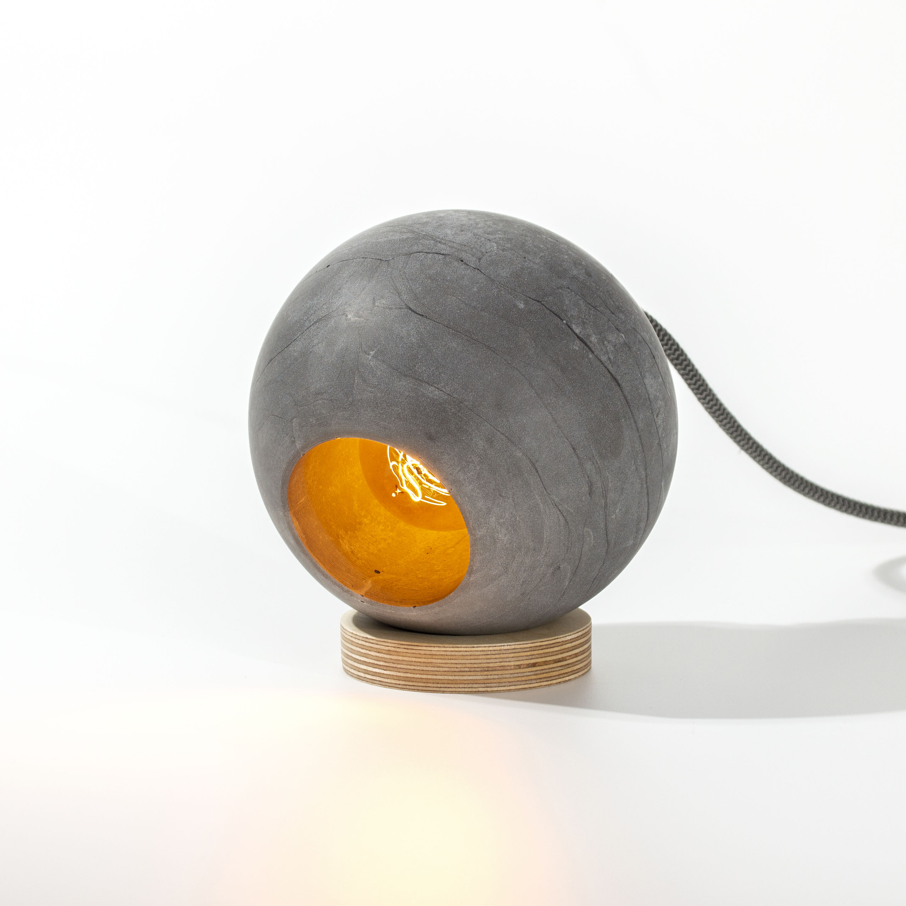 Gray Round Concrete Table Lamp